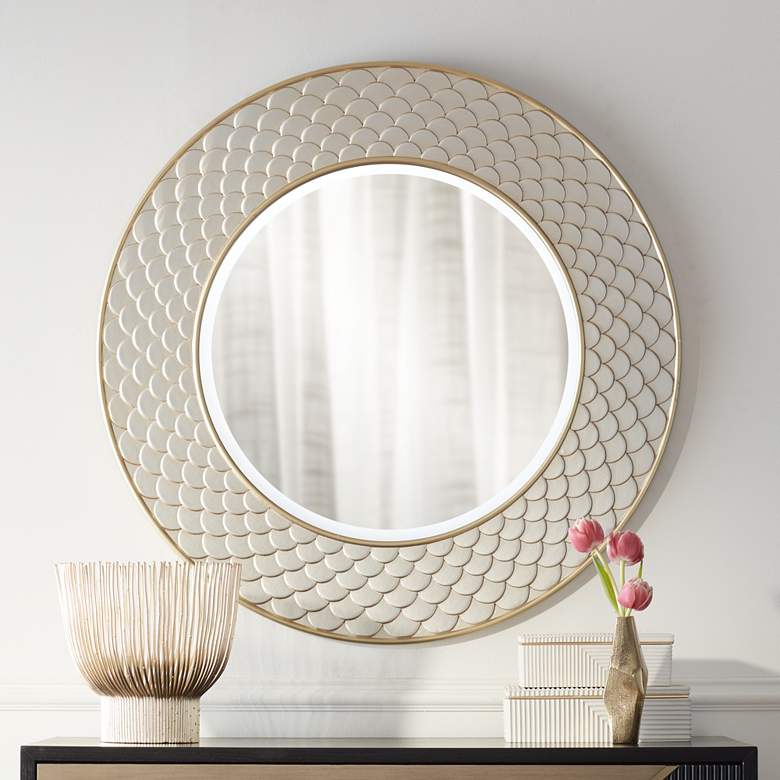 Image 1 Travago Champagne Gold 32 inch Round Wall Mirror