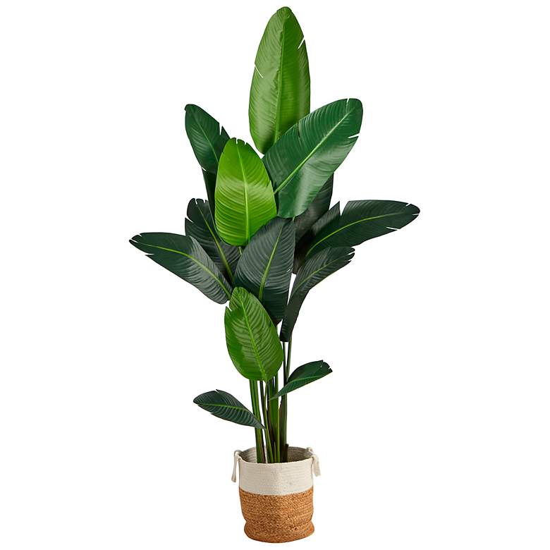 Image 2 Travelers Palm 84"H Artificial Tree with Hand-made Basket