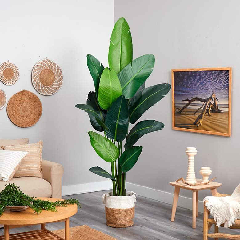 Image 1 Travelers Palm 84"H Artificial Tree with Hand-made Basket