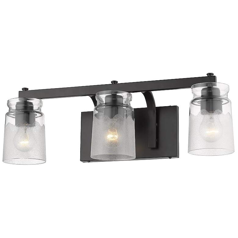 Image 1 Travers 23" Wide Black Metal 3-Light Vanity Bath Light