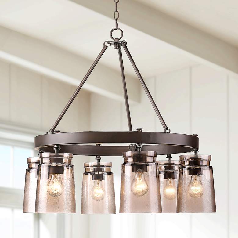 Image 1 Travers 28 1/4" Wide 6-Light Wagon Wheel Chandelier