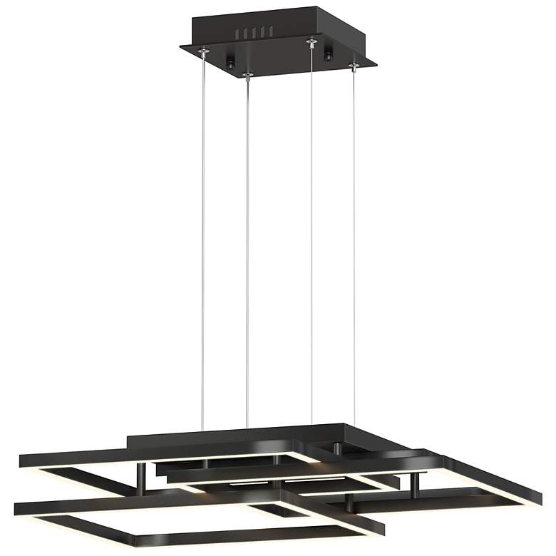 Image 1 Traverse 31" Wide Black Geometric LED Pendant Light