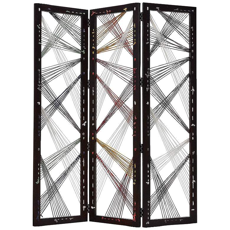 Image 2 Traverse 61"W Black Wood 3-Panel Sliding Screen/Room Divider