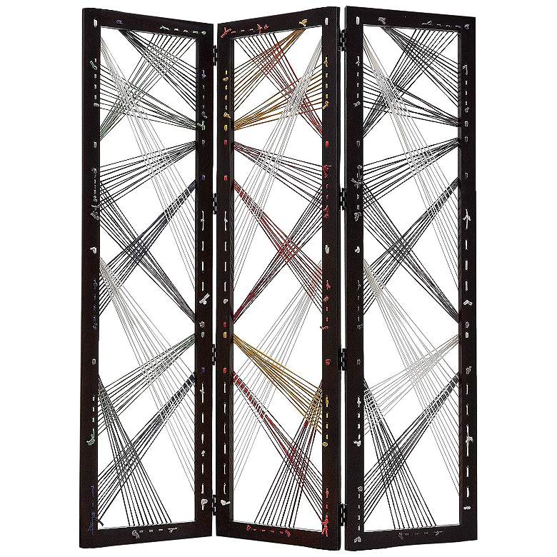 Image 2 Traverse 61 inchW Black Wood 3-Panel Sliding Screen/Room Divider