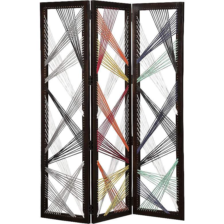 Image 5 Traverse 61"W Black Wood 3-Panel Sliding Screen/Room Divider more views