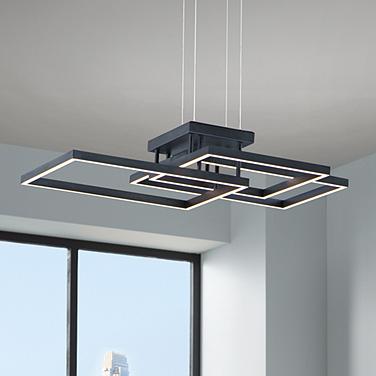 Traverse LED 35 1/2" Wide Black Geometric LED Pendant Light
