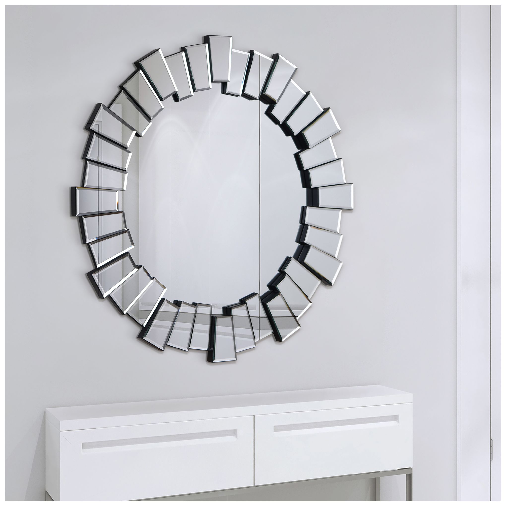 Traverse Moderno Multi-Faceted 34" Round Wall Mirror