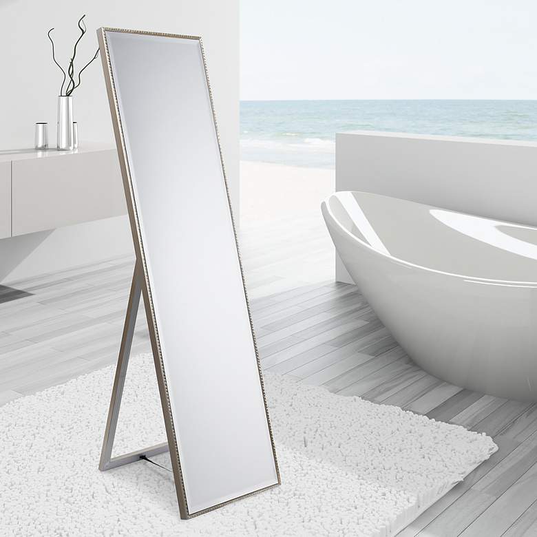 Image 1 Traverse Moderno Pewter 18" x 64" Rectangular Floor Mirror