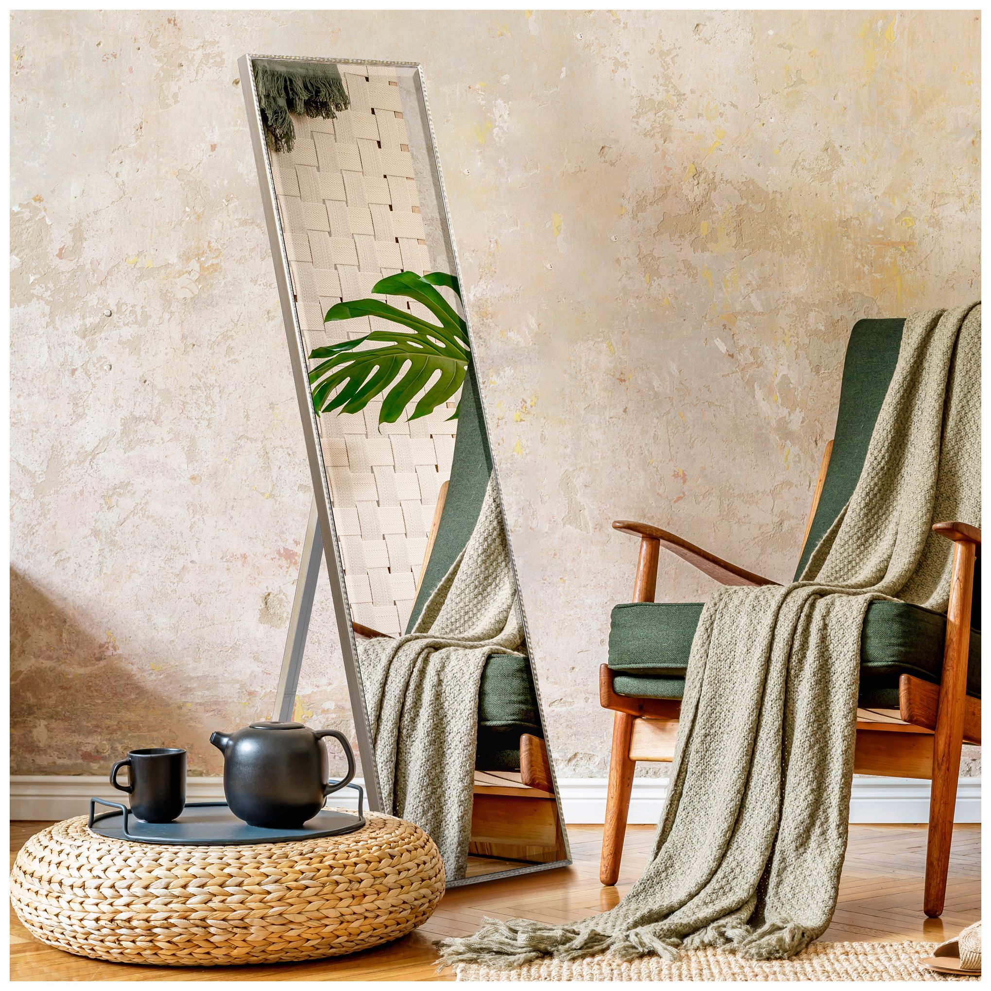 Traverse Moderno Pewter 18" x 64" Rectangular Floor Mirror