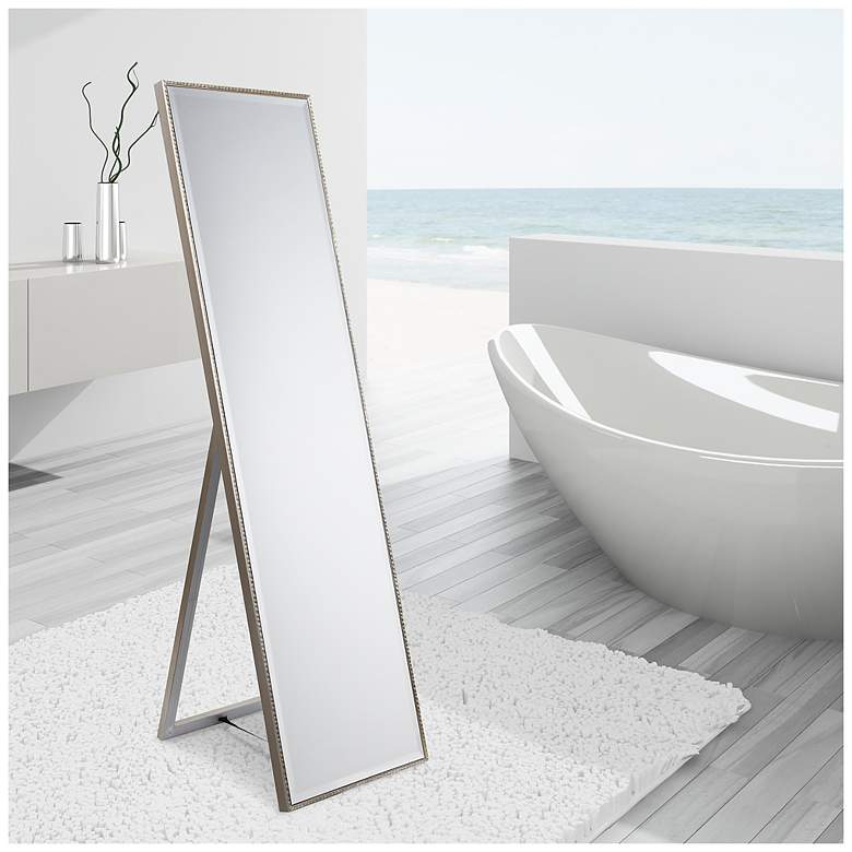 Image 7 Traverse Moderno Pewter 18" x 64" Rectangular Floor Mirror more views