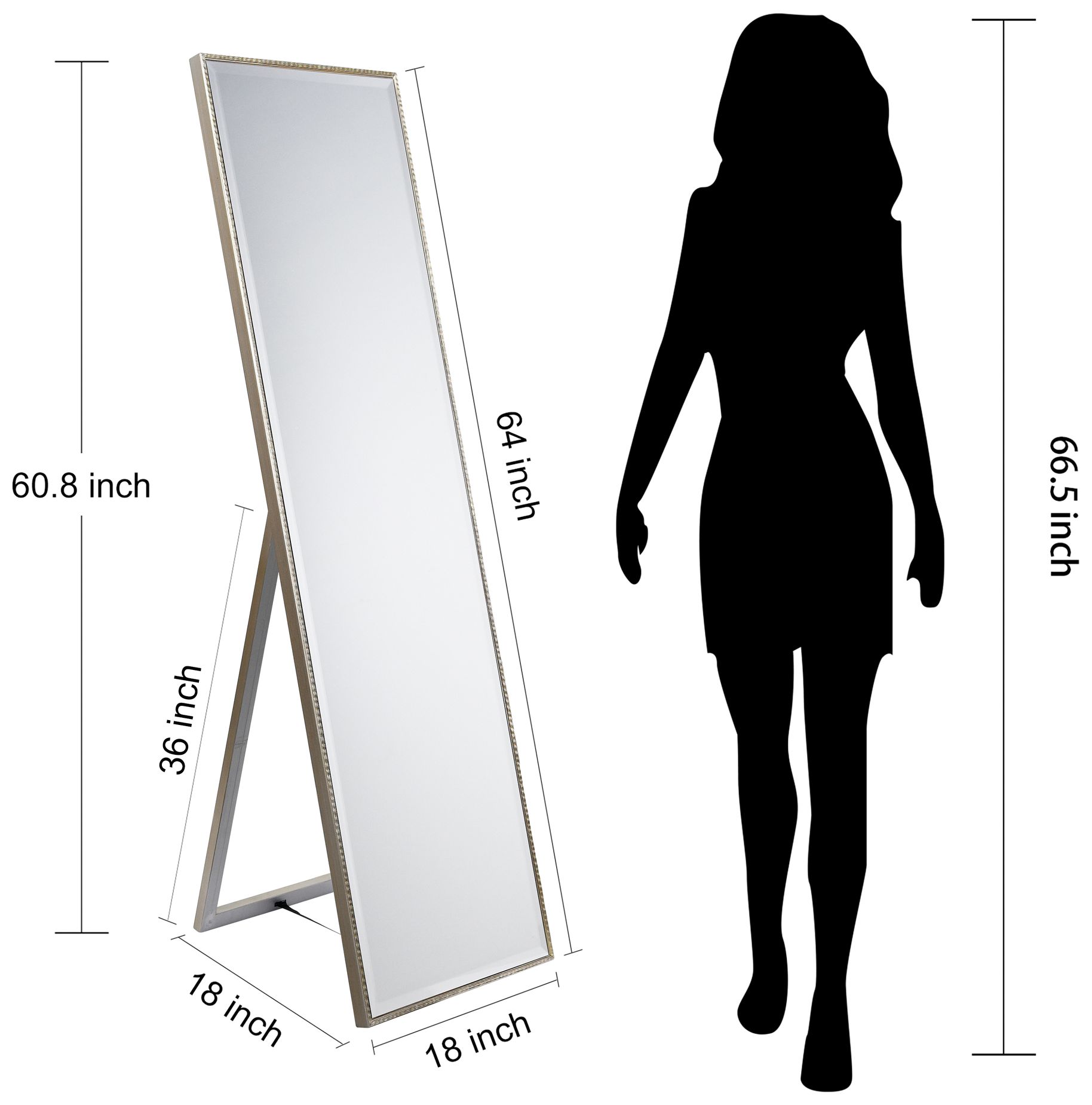 Traverse Moderno Pewter 18" x 64" Rectangular Floor Mirror