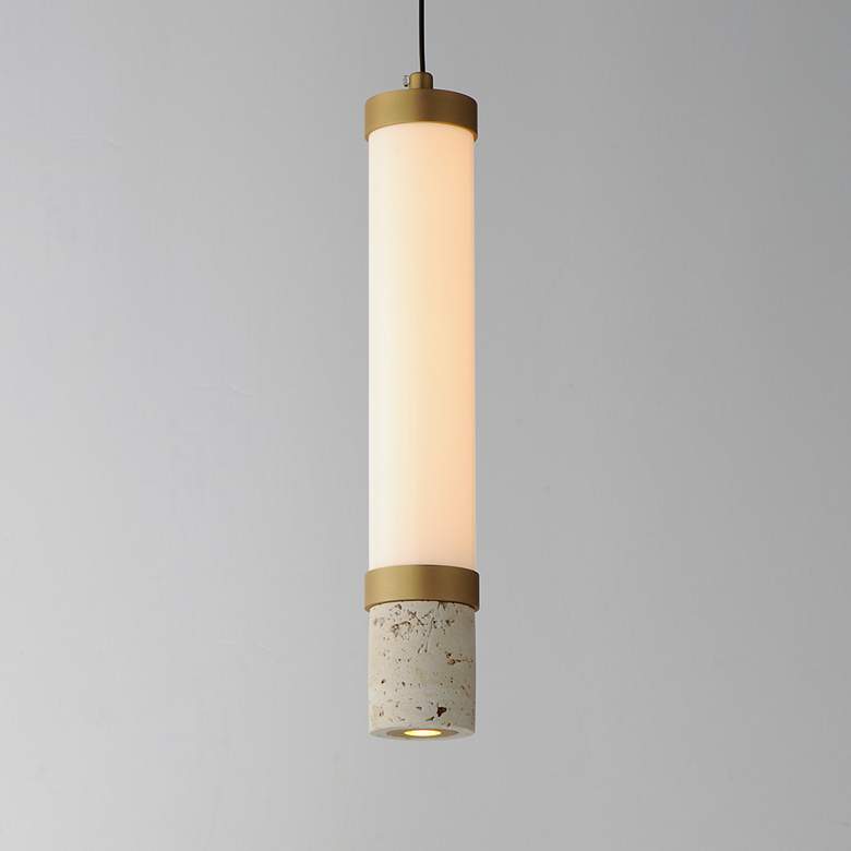 Image 1 Travertine 1-Light LED Pendant Travertine / Gold