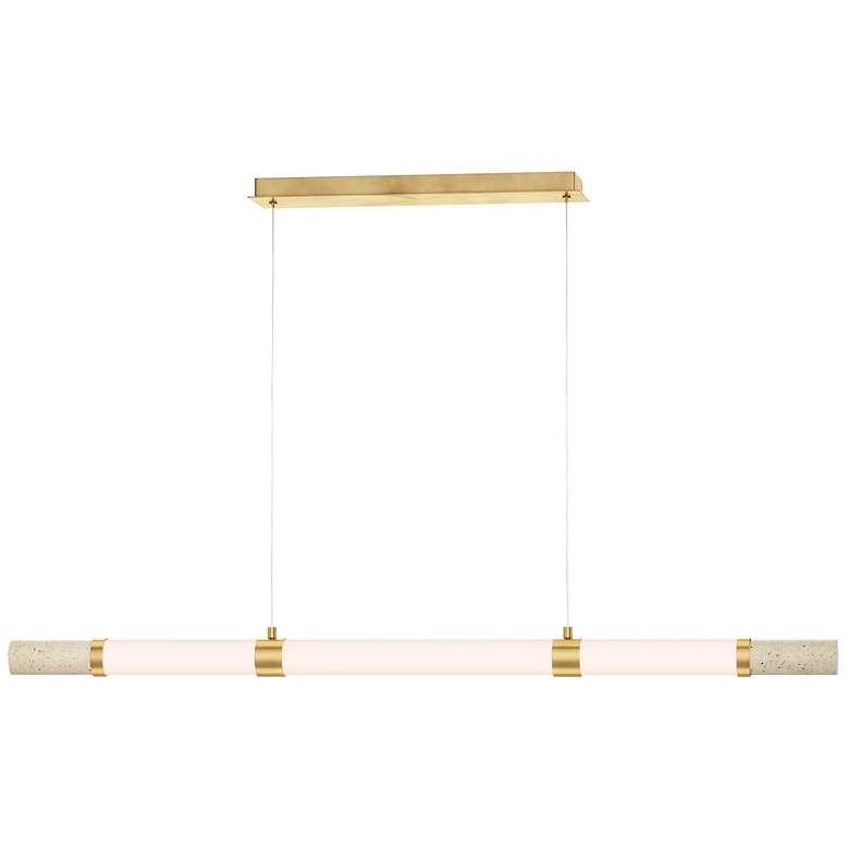 Image 1 Travertine 53 3/4"W Gold LED Linear Pendant w/ White Acrylic