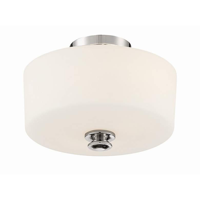 Image 2 Travis 12 1/2" Wide Polished Nickel Drum Ceiling Light more views