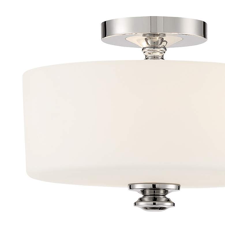 Image 3 Travis 12 1/2" Wide Polished Nickel Drum Ceiling Light more views