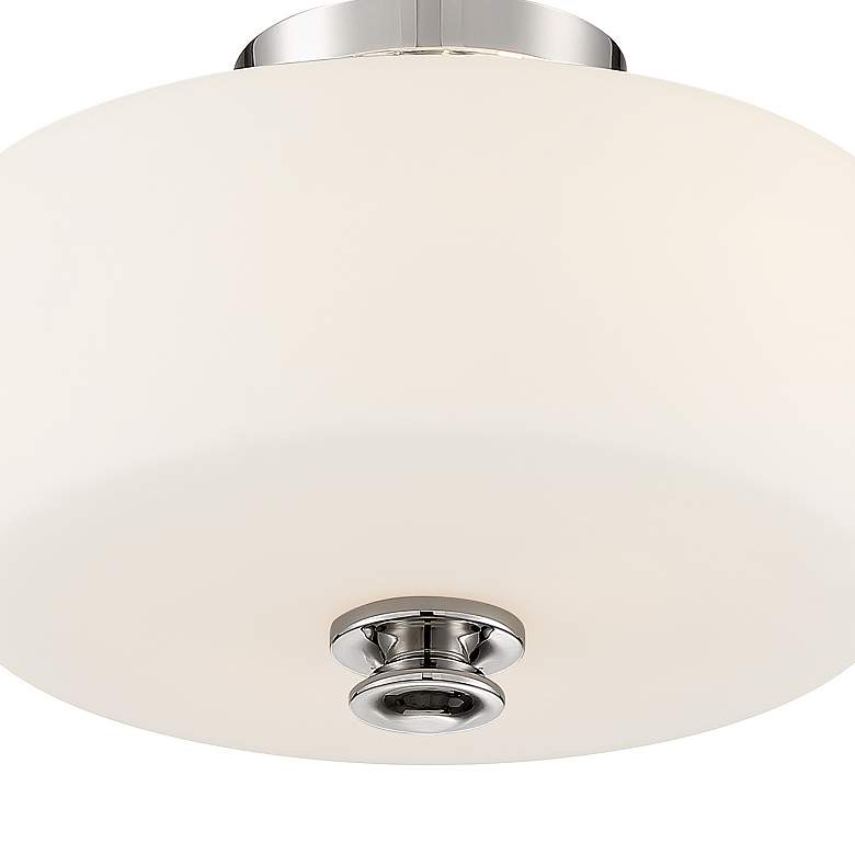 Image 4 Travis 12 1/2" Wide Polished Nickel Drum Ceiling Light more views