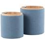 Thumbnail4 of Tray Blue Fabric Nesting Ottomans Set of 2 more views