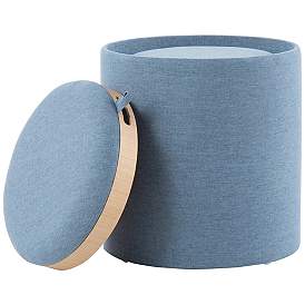 Image5 of Tray Blue Fabric Nesting Ottomans Set of 2 more views