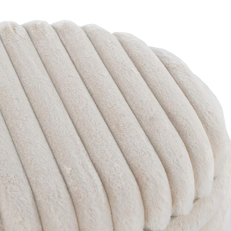 Image 7 Tray Plush Storage Ottoman Set Cream Faux Fur Natural Wood by LumiSource more views