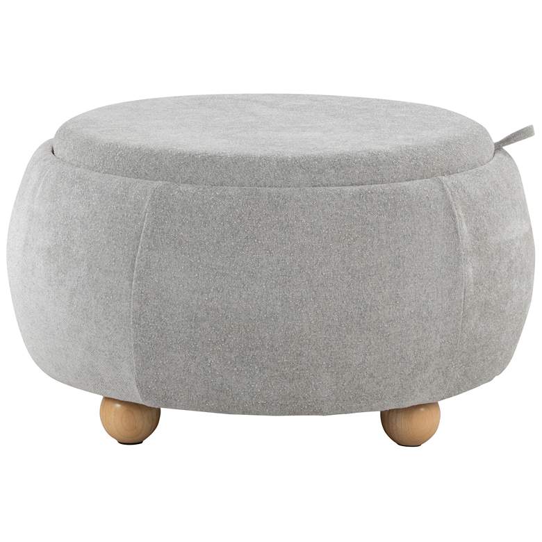 Image 2 Tray Pouf Storage Ottoman in Natural Wood and Grey Fabric by LumiSource