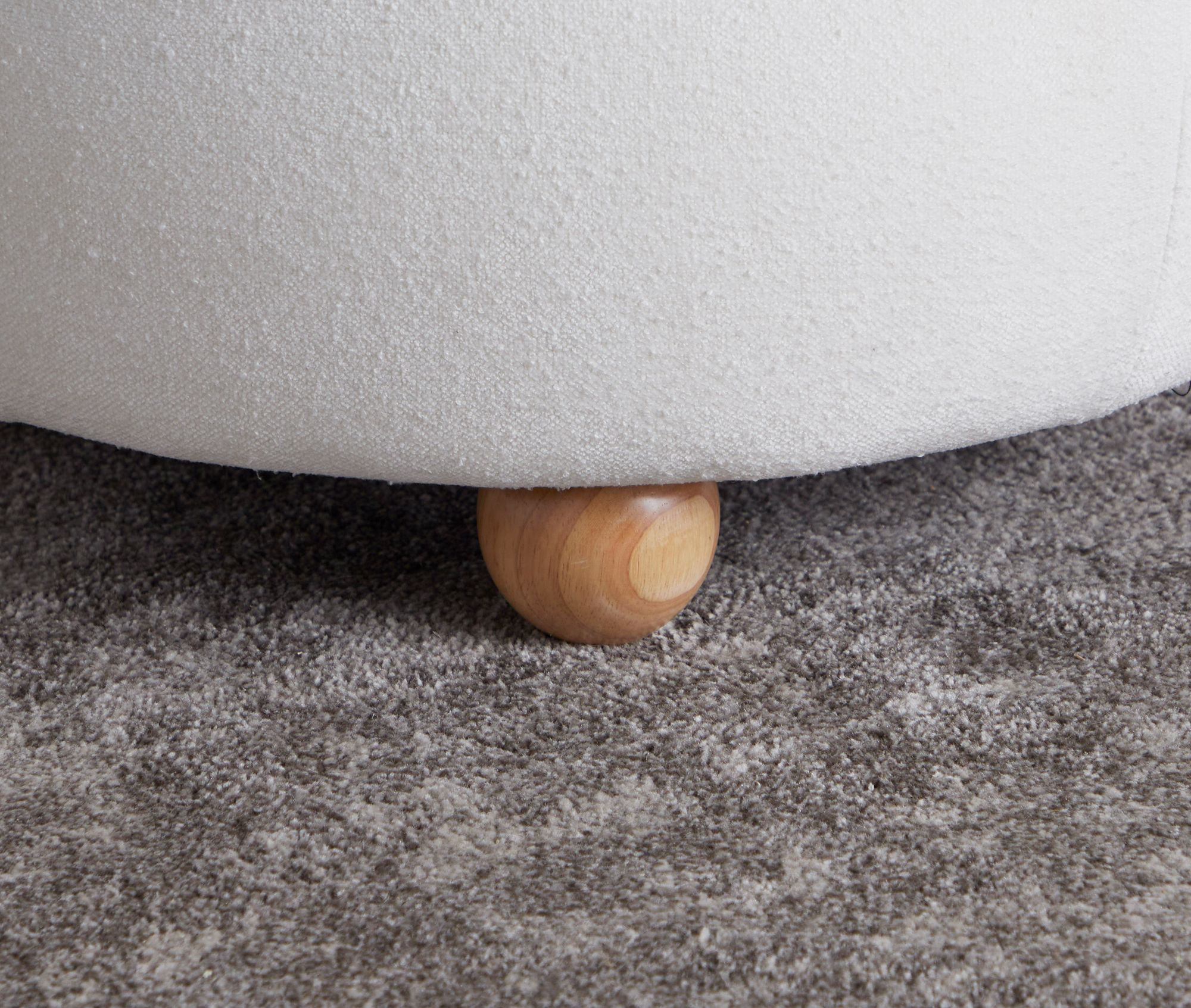 Tray Pouf Storage Ottoman in Natural Wood and White Fabric by LumiSource