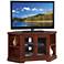 Treble Rich 46" Wide Cherry Wood 2-Door Corner TV Stand