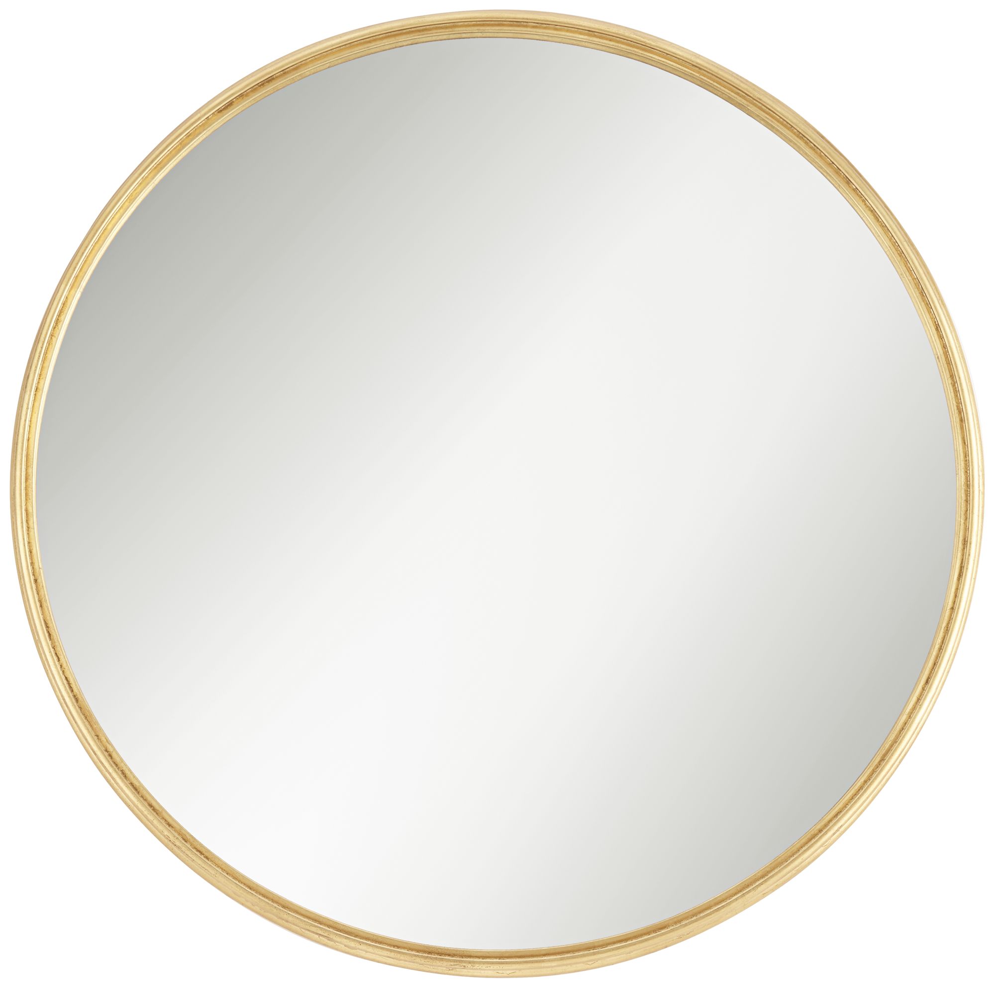 Trebuchet Metallic Gold Leaf 34" Round Wall Mirror