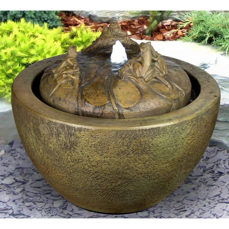 Image 1 Tree Frogs 18" High Patio Bubbler Fountain with LED Light