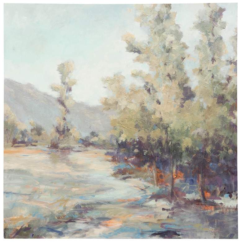 Image 1 Tree Line View - Hand Embellished Painted Print on Stretched Canvas