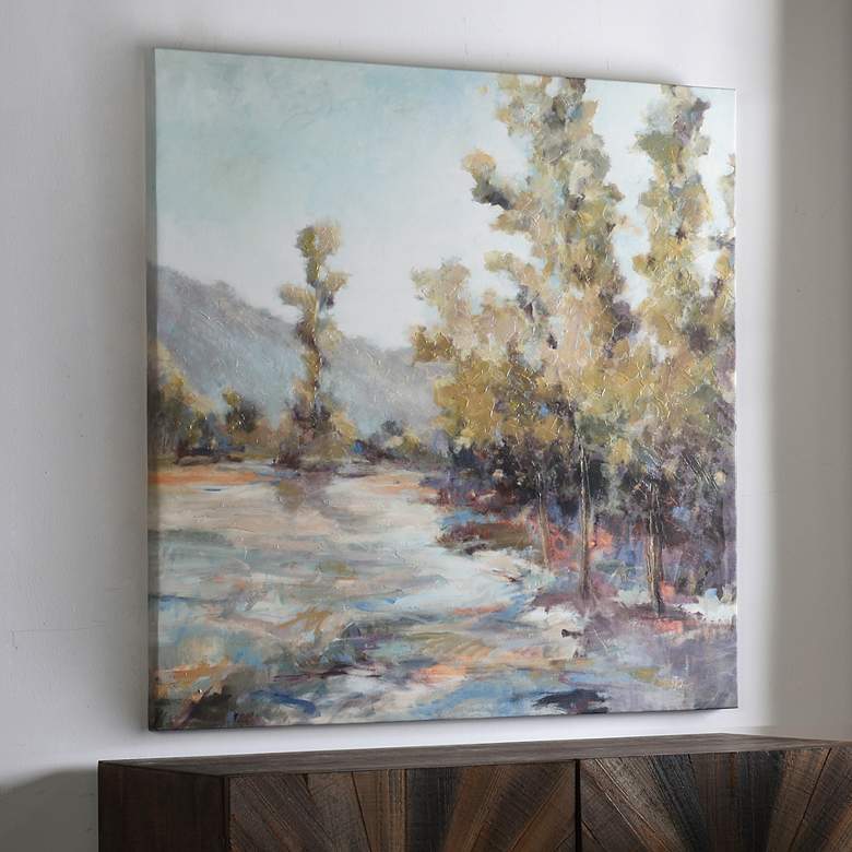 Image 1 Tree Line View - Hand Embellished Painted Print on Stretched Canvas