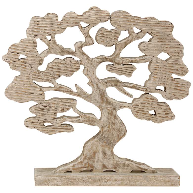 Image 1 Tree of Life 22 1/2" High Natural Hand-Carved Wood Sculpture