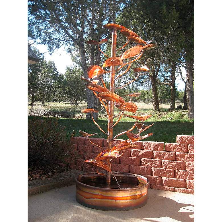 Image 1 Tree of Life 48"H Copper Outdoor Fountain w/ Emerging Leaves