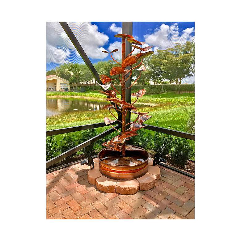 Image 1 Tree of Life 72"H Outdoor Copper Fountain with Extra Leaves