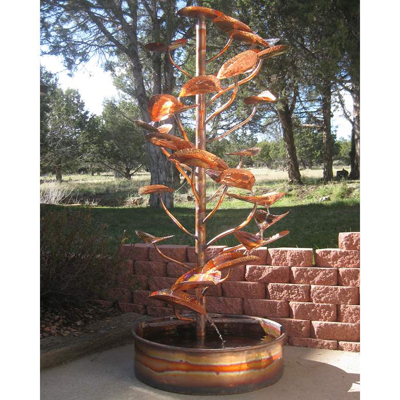 Image 2 Tree of Life 72"H Outdoor Copper Fountain with Extra Leaves more views