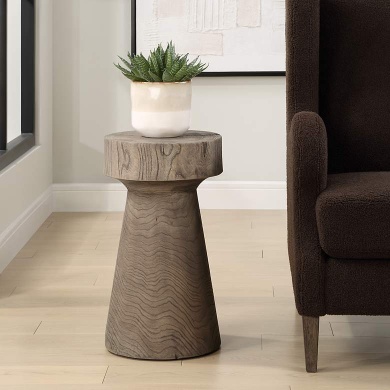 Image 1 Tree Trails 22" High x 12 1/2" Wide Reclaimed Oak Accent Table
