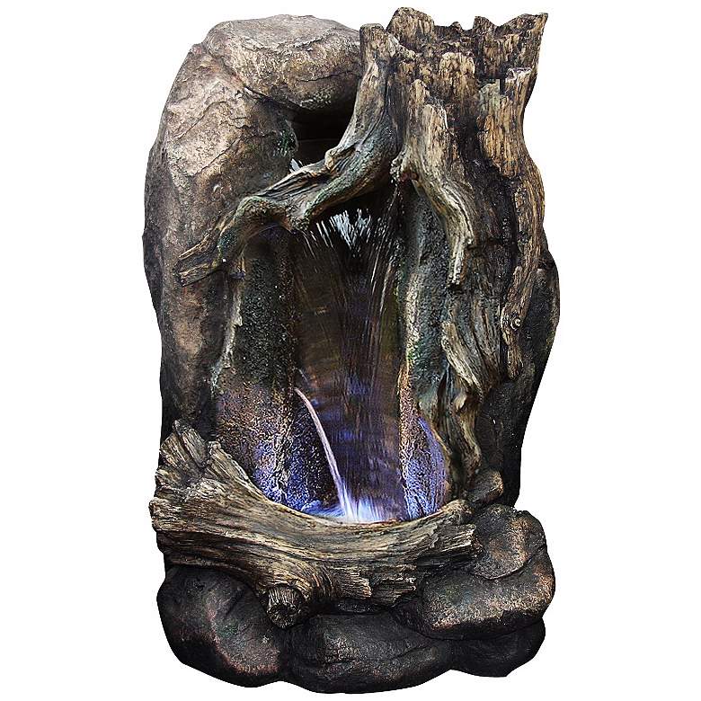 Image 1 Tree Trunk 12 inch Wide LED Tabletop Indoor - Outdoor Fountain