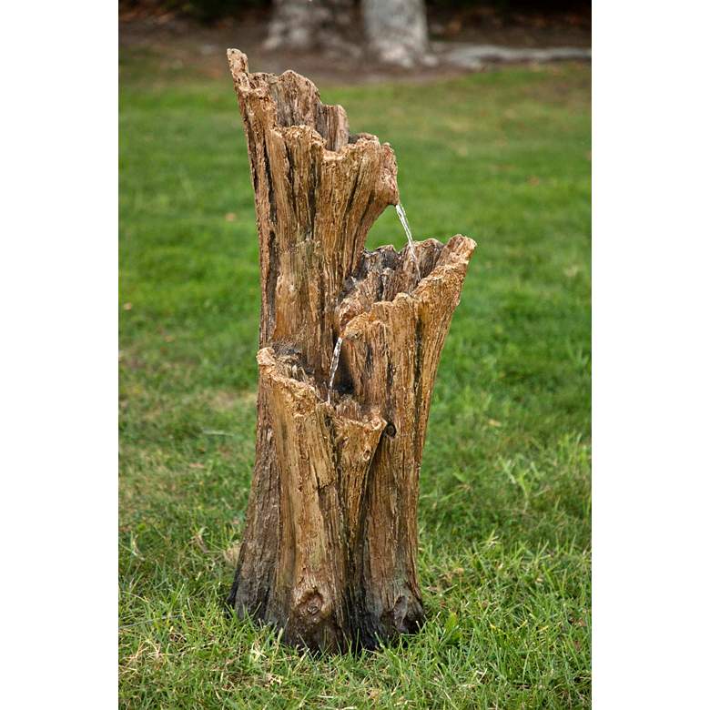 Image 1 Tree Trunk 39 inch High 3-Tier Indoor-Outdoor LED Floor Fountain