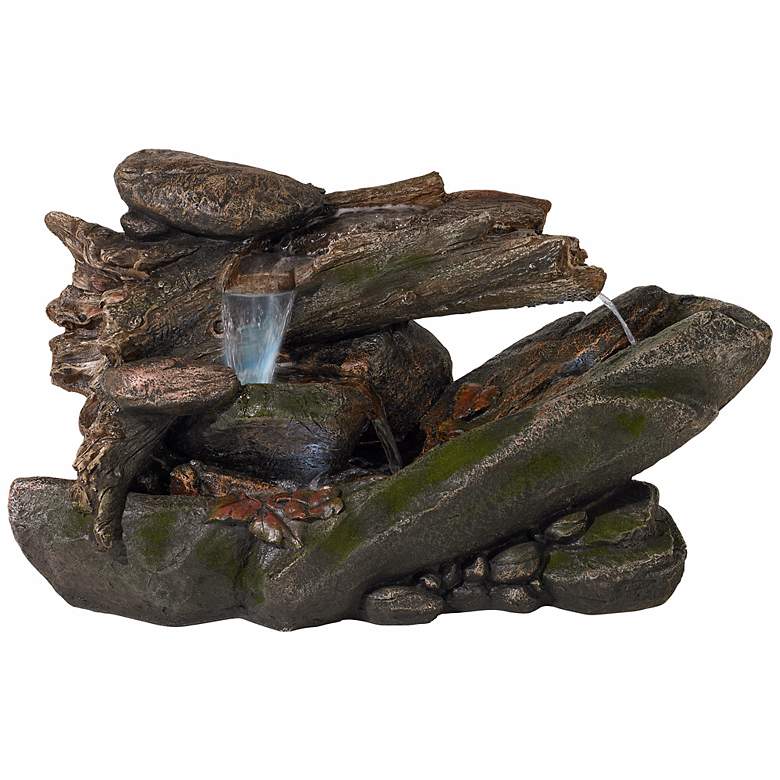 Image 1 Tree Trunk and Rocks 22 inch High LED Fountain