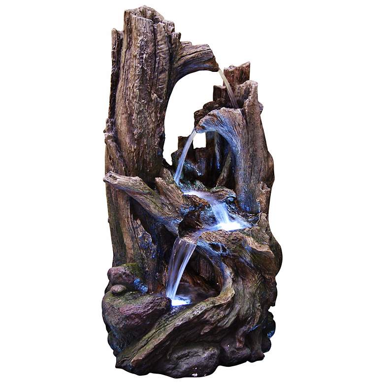 Image 1 Tree Trunk Stone 40 inch High LED Floor Fountain
