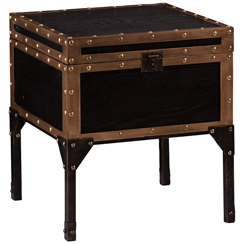 Image 1 Trek 20 3/4" Wide Antique Black Travel Trunk End Table