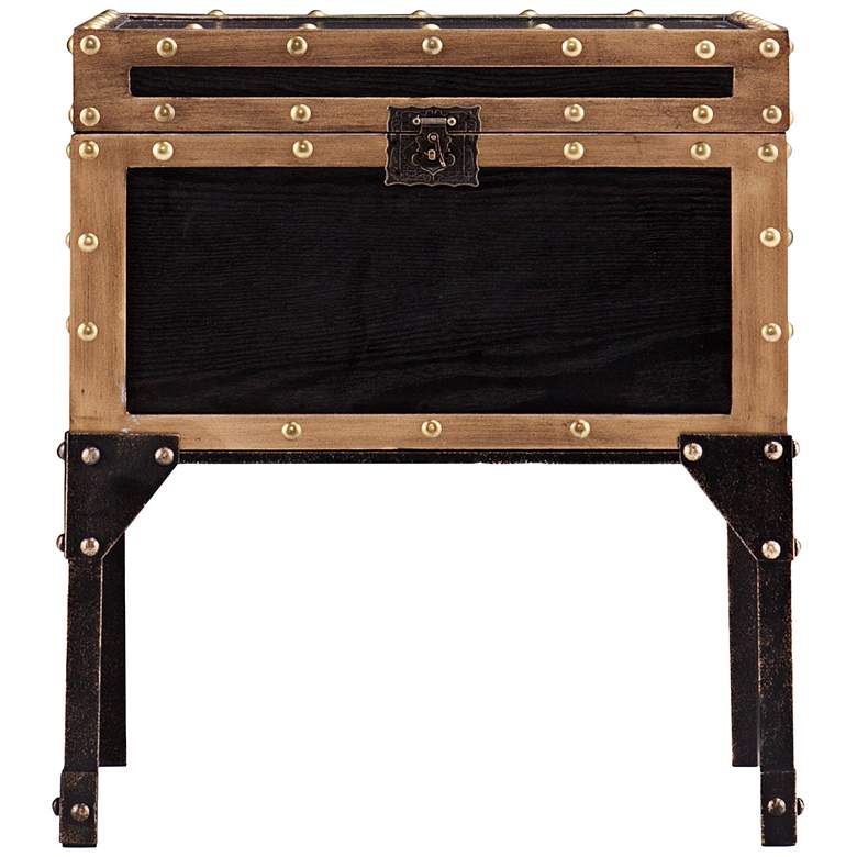 Image 2 Trek 20 3/4" Wide Antique Black Travel Trunk End Table more views