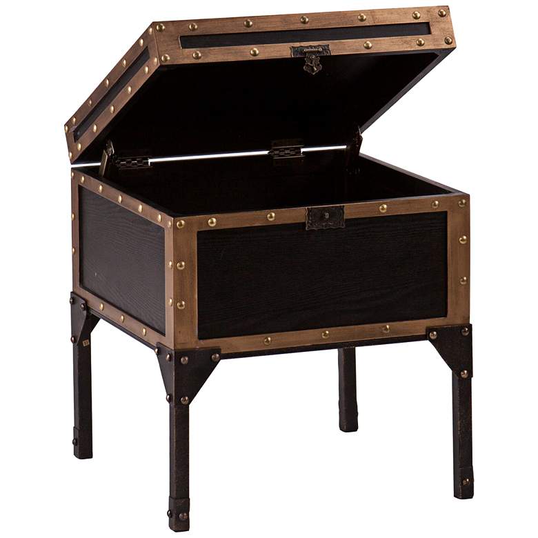 Image 3 Trek 20 3/4" Wide Antique Black Travel Trunk End Table more views