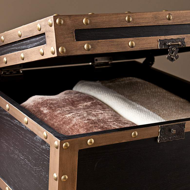 Image 5 Trek 20 3/4" Wide Antique Black Travel Trunk End Table more views