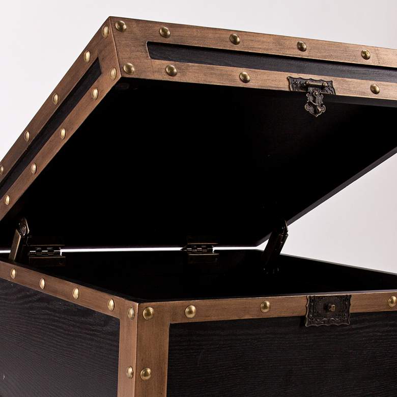 Image 7 Trek 20 3/4" Wide Antique Black Travel Trunk End Table more views