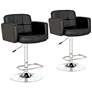 Trek Black Faux Leather Swivel Bar Stools Set of 2