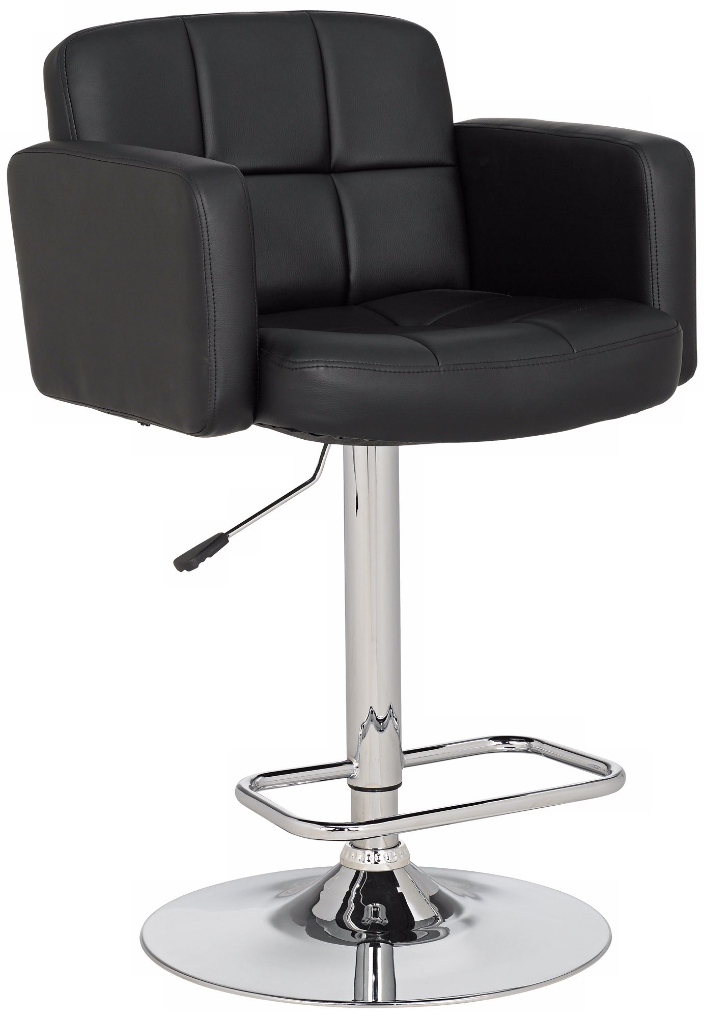 Trek Large Black Faux Leather Adjustable Swivel Bar Stool