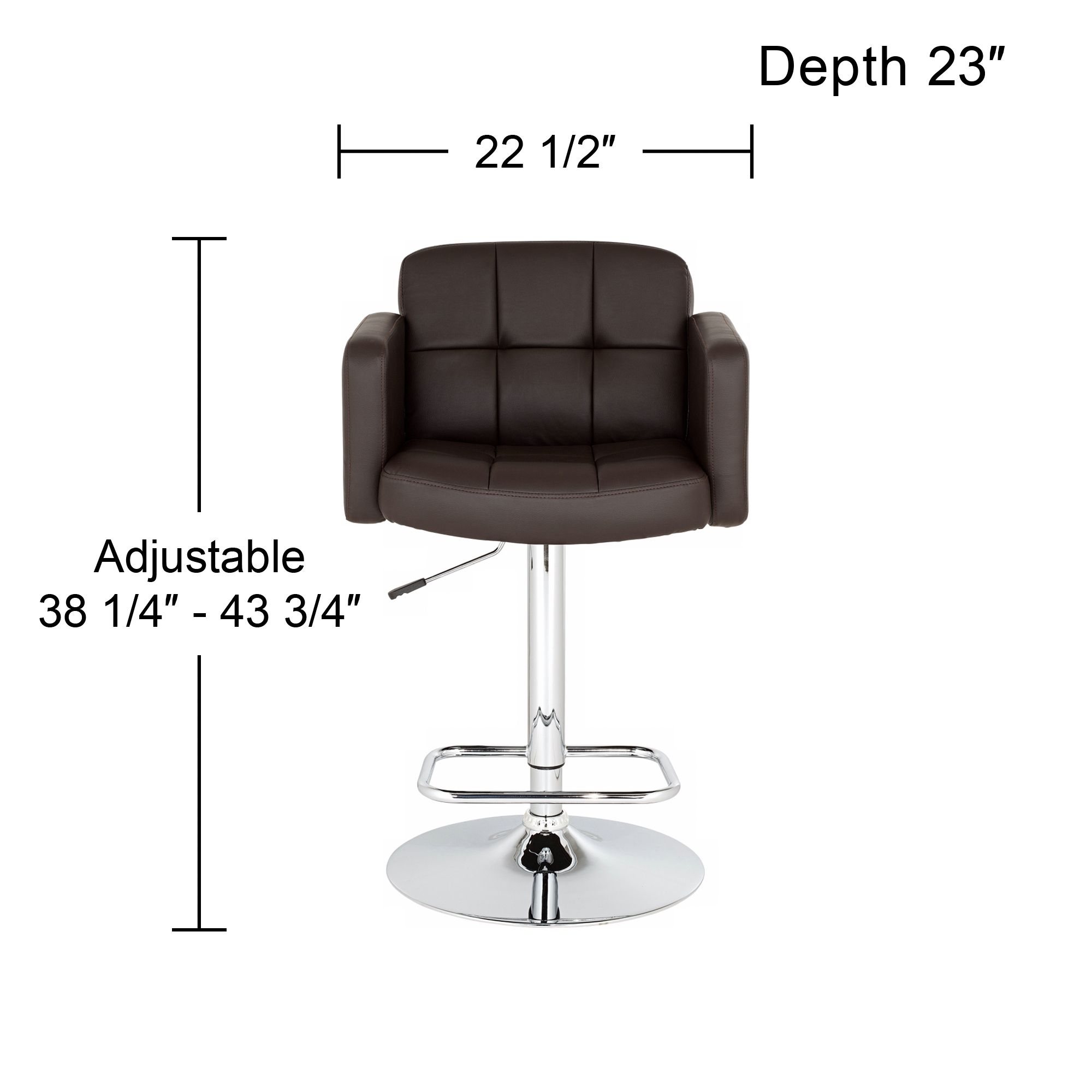 Trek Large Espresso Faux Leather Adjustable Swivel Bar Stool Set of 2
