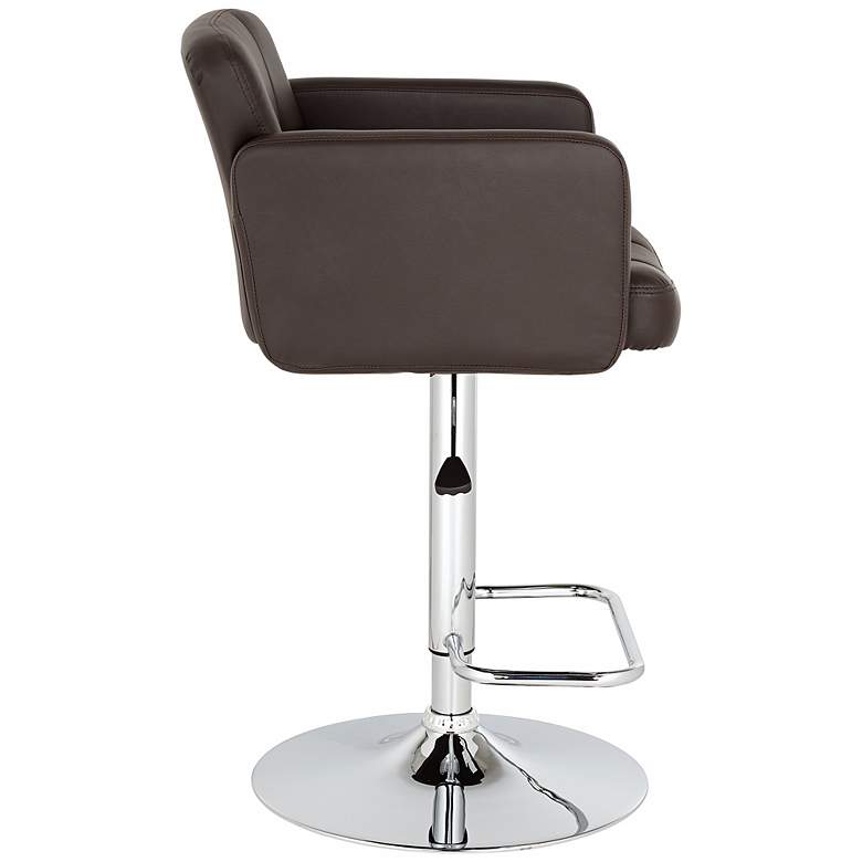 Image 4 Trek Large Espresso Faux Leather Adjustable Swivel Bar Stool more views