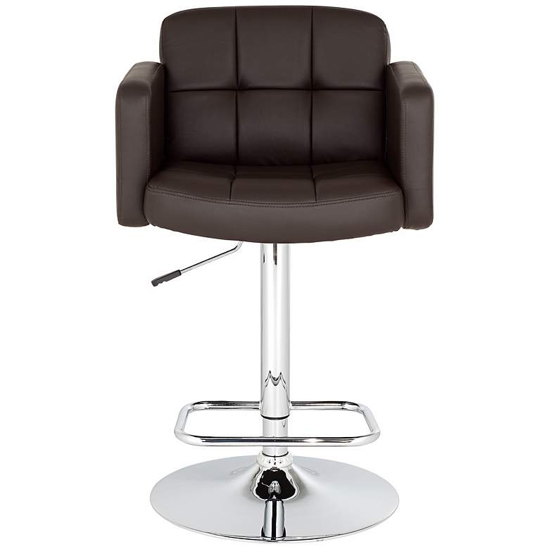 Image 5 Trek Large Espresso Faux Leather Adjustable Swivel Bar Stool more views