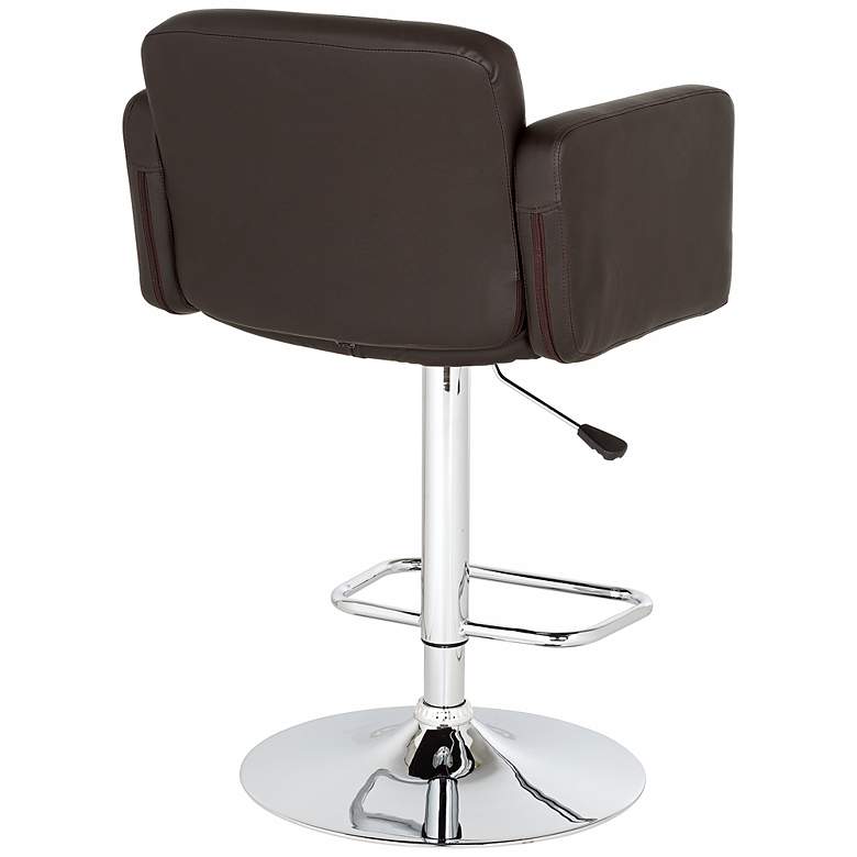 Image 6 Trek Large Espresso Faux Leather Adjustable Swivel Bar Stool more views